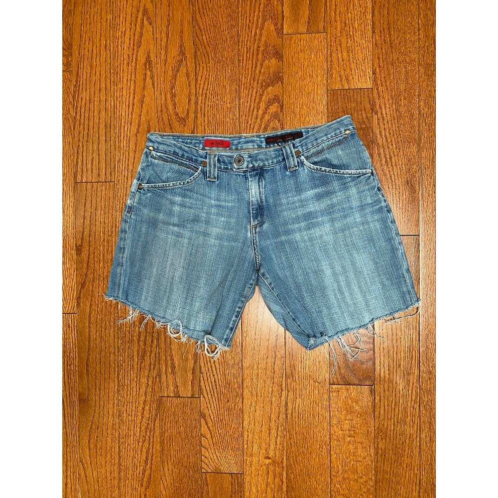 AG Adriano Goldschmied The Split Cutoff Shorts 31 Light Wash Raw Hem Made USA